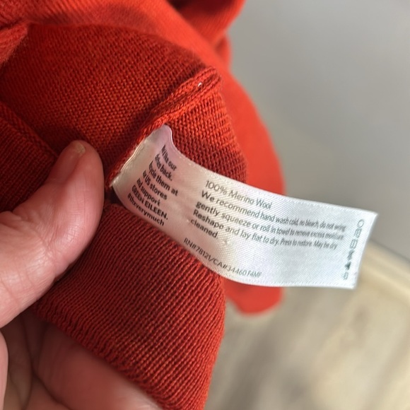 Eileen Fisher 100% Merino Wool Tunic Sweater Rust Orange Size L - Picture 5 of 5